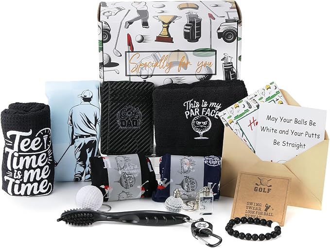 BIAJIYA Gifts for Dad and Fathers, Unique Funny Golf Gifts for Golfers Men Dad Husband, 11Pcs Premium Golf Cleaning Accessories for Birthday Fathers Day Valentines Day