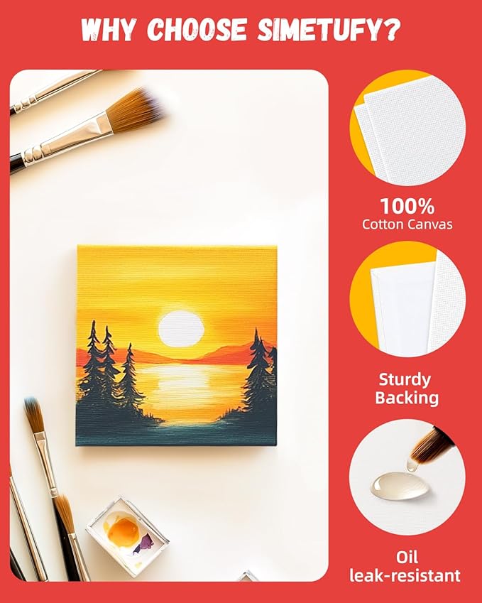 SIMETUFY 5x5 inch 12 Pack Mini Canvas Boards Primed Acid Free Mini Canvas Panels - Image 6