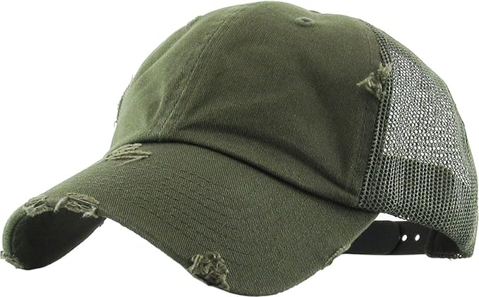 Funky Junque Trucker Hat for Women – Distressed Low Profile Western Camo Baseball Cap with Mesh, Trendy and Adjustable Fit