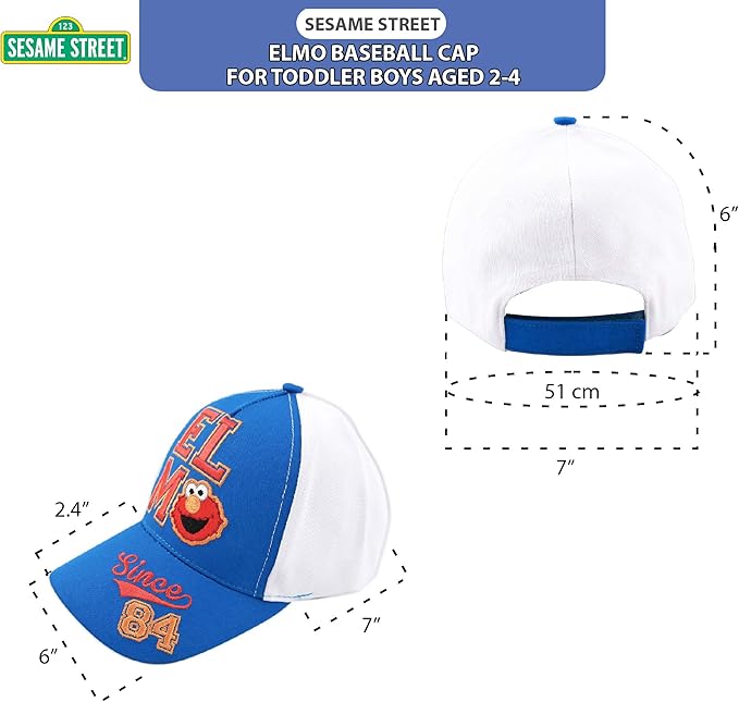 Sesame Street Baseball Cap, Toddler Hats for Boys & Girls Ages 2T-4T, Adjustable Kids Baseball Caps