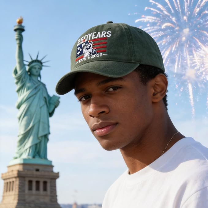 2 Pack USA 250th Anniversary Washed-Cotton Baseball Cap Patriotic Hat American 250 Year Merchandise for Men Women