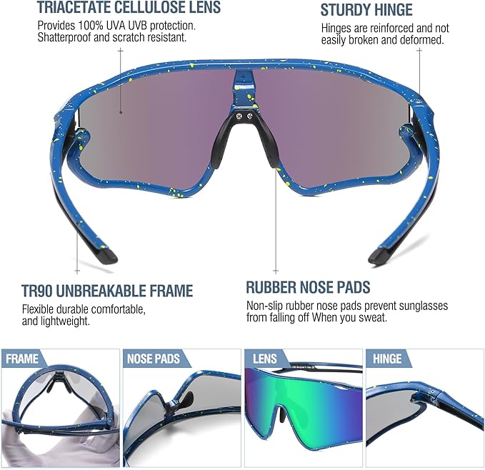 DUCO Kids Sunglasses Youth Baseball Sun Glasses Lightweight TR90 Frame UV400 Sports Cycling Shades for Boys Girls DK268