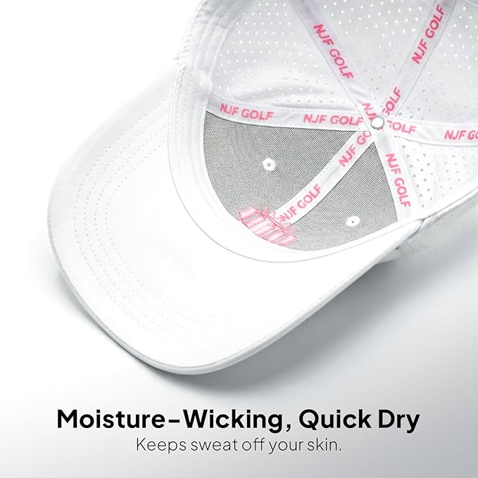 NJF Golf Hat Men - Breathable Mens Golf Hats, Adjustable Rope Hook and Loop Style Cap, Convenient Cap with Tee Holder