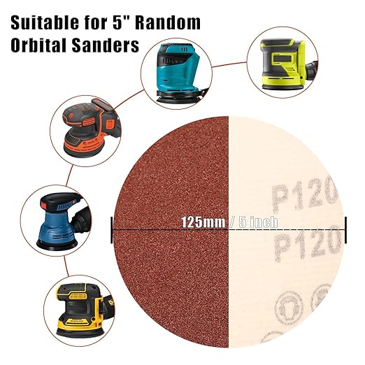120 Grit 5 Inch Sanding Discs Hook and Loop Sandpaper - Image 5