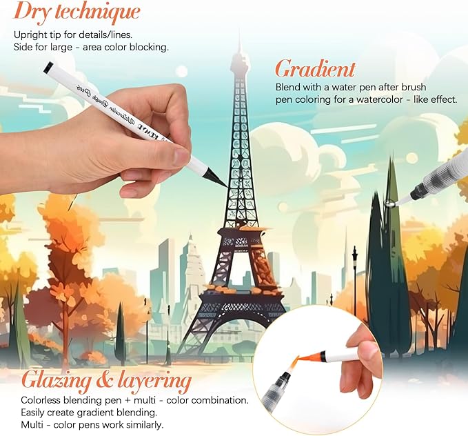 Watercolor Brush Pens, 72 Colors Brush Tip Pens - Image 3