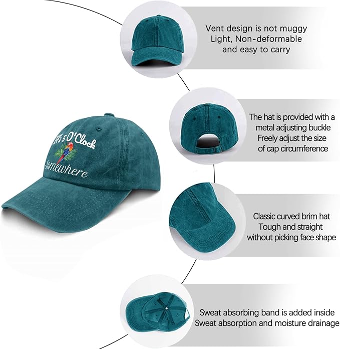Jimmy Music Buffett Accessories Hats Its 5 Oclock Some Where Baseball Cap Mom Hat Pigment Black Womens Bucket