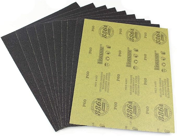 Sandpaper Sheets, 60 Grit Dry Wet Sand Paper, 9 x 11 Inch, Silicon Carbide by MAXMAN