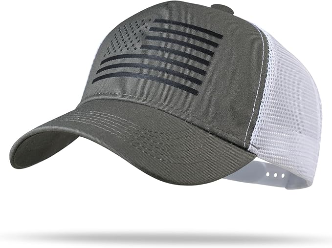 American Flag Trucker Hat - Snapback Hat, Baseball Cap for Men Women - Breathable Mesh Side, Adjustable Fit - for Casual Wear