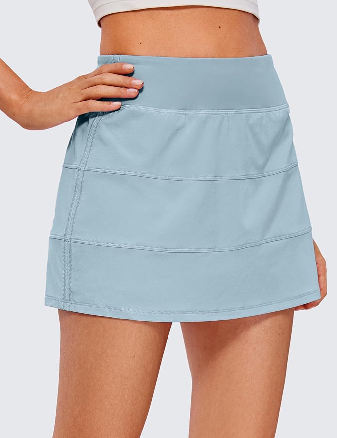 CRZ YOGA High Waisted A line Golf Skirts for Women - Mini Lined Tennis Casual Work Skorts with 3 Pockets