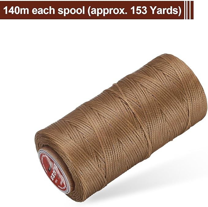 uxcell Flat Leather Sewing Waxed Thread, 140m / 153 Yards Polyester Wax String - Image 3