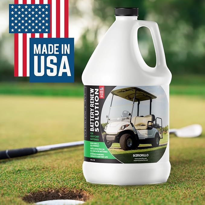 Battery Renew Solution for Golf Cart Batteries - 64 oz Desulfator Refill - Refurbish, Repair & Restore Any 6 Volt, 8 Volt or 12 Volt Lead Acid Batteries - Made in USA - Non-Toxic Safe Refill Solutions