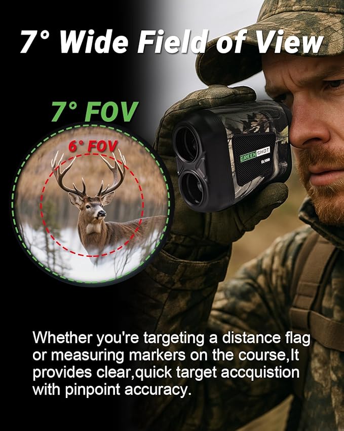 Range Finder for Hunting - 1200 Yards Golf Rangefinder with Slope Switch, Flag Lock, Speed Mode, Waterproof Rechargeable Hunting Range Finder, Ideal for Archery, Golf, Bow Hunter
