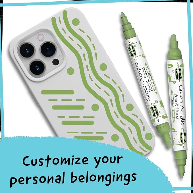 4 Dual Tip Green Paint Pen Metallic - Image 7