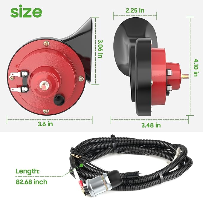 10L0L 12 Volt Golf Cart Horn Kit for Yamaha EZGO Club Car or UTV Boat, Floor Mount Button Switch, Universal Loud Horn Volume Up to 118db