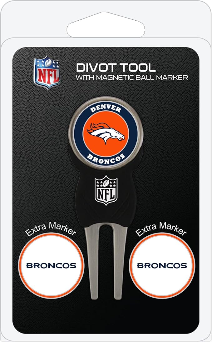 Team Golf NFL Divot Tool with 3 Golf Ball Markers Pack, Markers are Removable Magnetic Double-Sided Enamel
