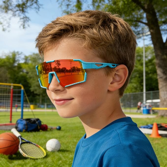 YDAOWKN Kids Sunglasses Youth Baseball Sunglasses Boys Girls Softball Cycling UV400 Protection Sports Goggles