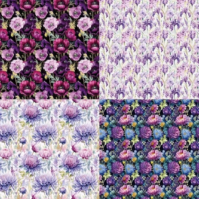 Purple Floral Scrapbook Paper Pad Color Flower Patterned Paper 6×6, 24 Sheets - Image 8