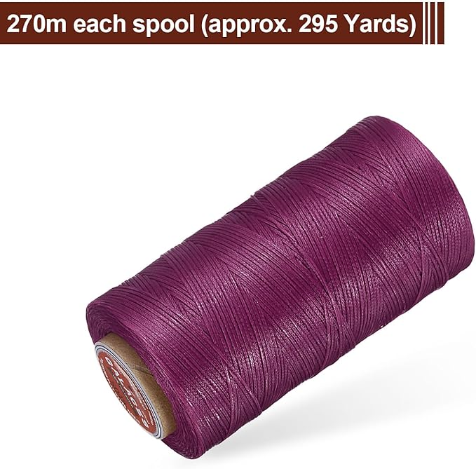 uxcell Flat Leather Sewing Waxed Thread, 270m / 295 Yards Polyester Wax String - Image 3