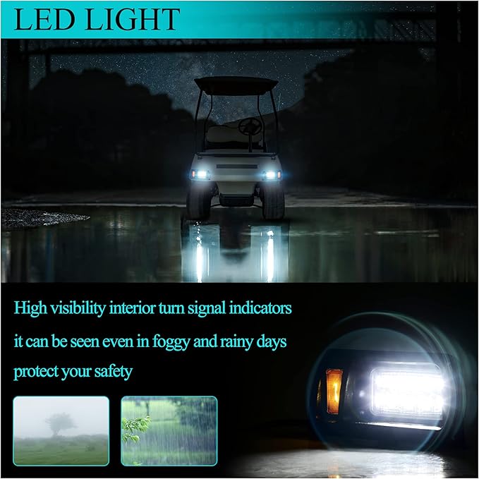 Club Car DS Golf Cart 12V Headlight & Tail Light Kit with Turn Signals & Brake Lights, Fits Gas & Electric Models