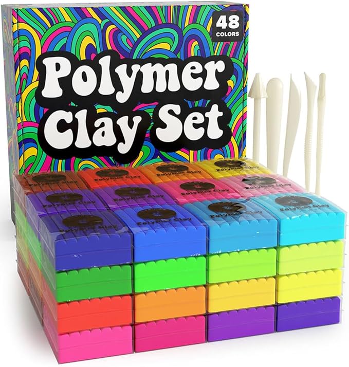 Oven Bake Polymer Clay Set, 48 Colors Modeling Clay Kit by HippieCrafter