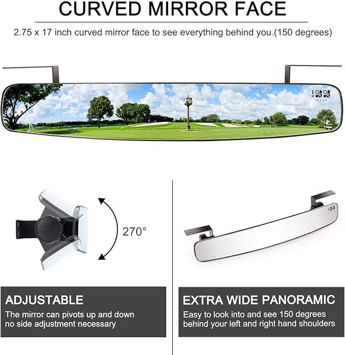 10L0L Golf Cart Mirrors Contains Folding Side Mirrors and Rear View Mirror Universal for Yamaha Club Car DS Precedent/EZGO TXT RXV