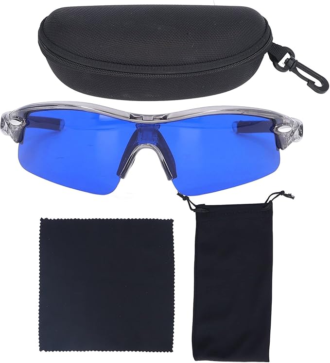 Golf Ball Finder Glasses, Polarized Blue Lens UV Proof Sun Protection Grass Filter with Glasses Cloth and Storage Bag, Ball Finding Filtering Sunglasses for Golfers(Grey)