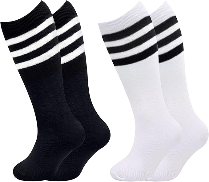 Sarfel Kids Soccer Socks Toddler Soccer Socks Girls Boys Soccer Socks Kids Tube Socks with Stripes Toddler Knee High Socks