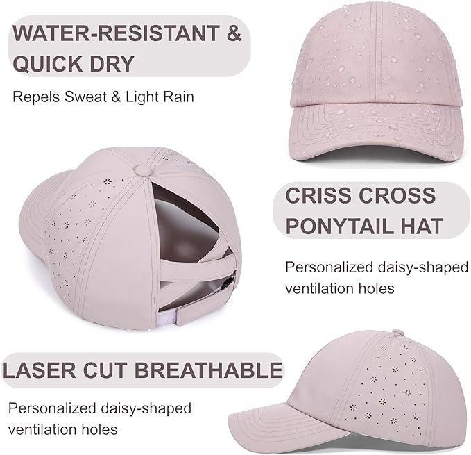 ZTL Women's High Ponytail Baseball Cap Performance Running Hat Quick Dry Mesh Sports Cap Unstructured Dad Trucker Hats