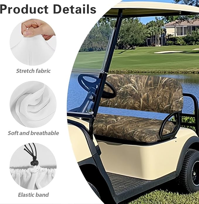 Bulopur Duck Hunting Camo Golf Cart Seat Cover for Bench and Backrest 2 Piece Golf Cart Seat Towel Covers Club Car Ezgo Tex Golfcart Accessories Cushion Cover