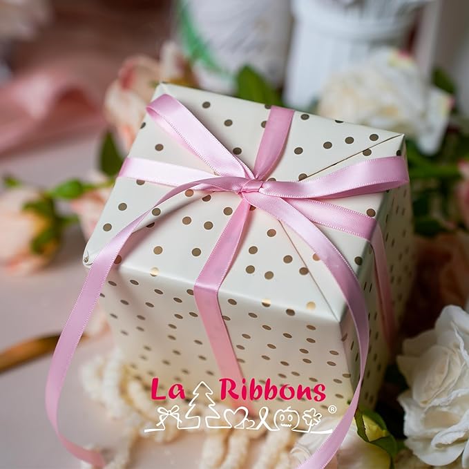 LaRibbons 3/8 Inch 50 Yard Double Faced Satin Ribbon, Rose Pink Small Satin - Image 2