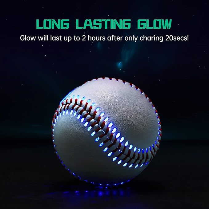 Glow in The Dark Baseball - Rechargeable LED Light Up Ball with 6 Color Changing Modes | Regulation Size & Weight for Kids, Teens, Adults & Baseball Fans