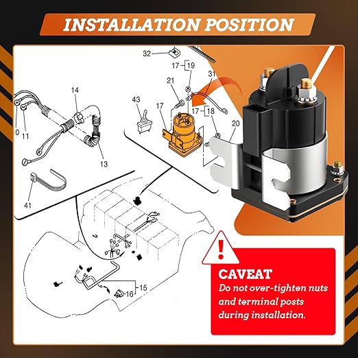 Heavy Duty 48V Golf Cart Solenoid for Yamaha Drive G22/G29 Electric 2007-up Models, 4 Terminal G29 Golf Cart Solenoid Relay Assy Replacement OEM# JU6-H1950-00 JU6-H1950-00-00 JU6H19500000