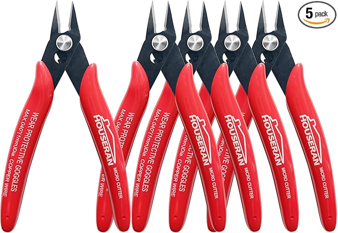 Small Wire Cutters, 5 PACK, 5 Inch Micro 170 Flush Cutter, HOUSERAN Wire by HOUSERAN