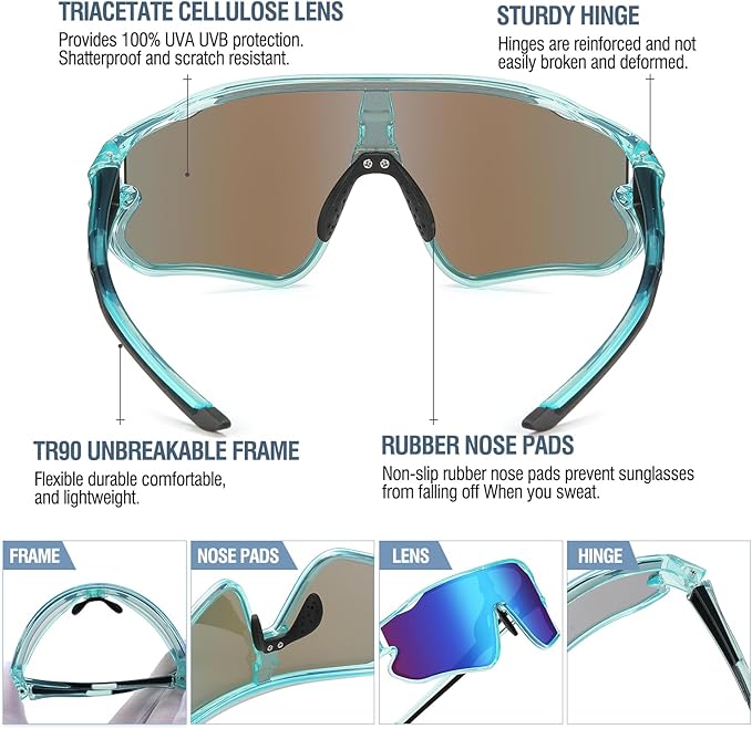 DUCO Kids Sunglasses Youth Baseball Sun Glasses Lightweight TR90 Frame UV400 Sports Cycling Shades for Boys Girls DK268
