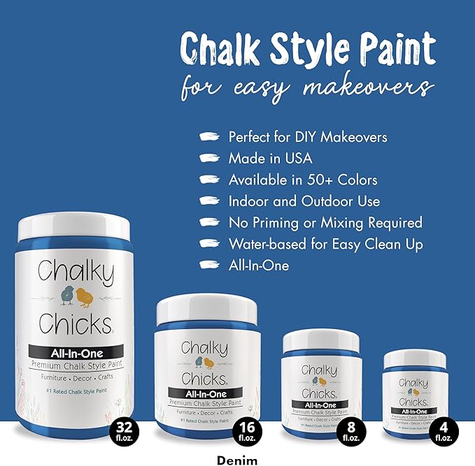 Chalky Chicks 8 Fl Oz Matte Denim Chalk Paint - Image 2