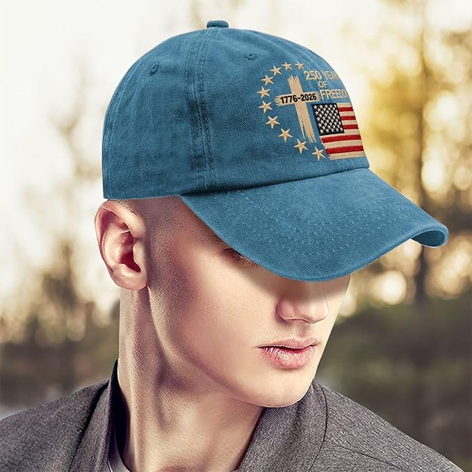 US 250 Years Freedoms 1776-2026 250th Birthday Embroidered Hats Garde Cap for Him