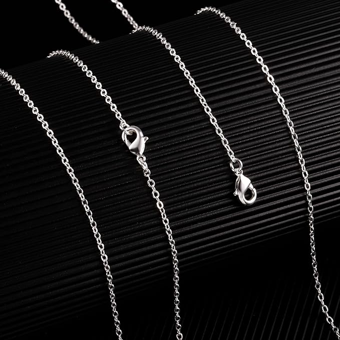 Wholesale 12 PCS Silver Plated Solid Brass Fine Flat Cable Chains Bulk - Image 6