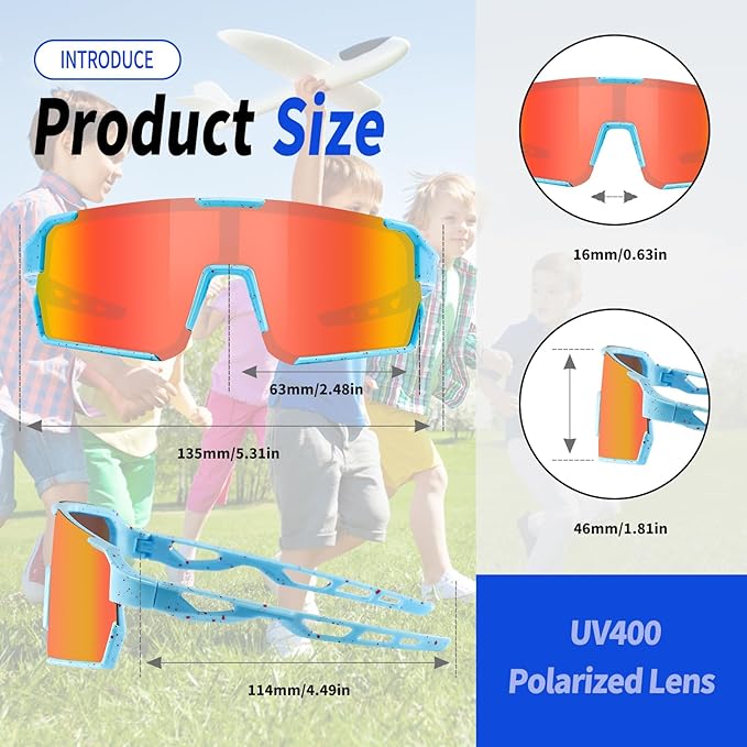 YDAOWKN Kids Sunglasses Youth Baseball Sunglasses Boys Girls Softball Cycling UV400 Protection Sports Goggles