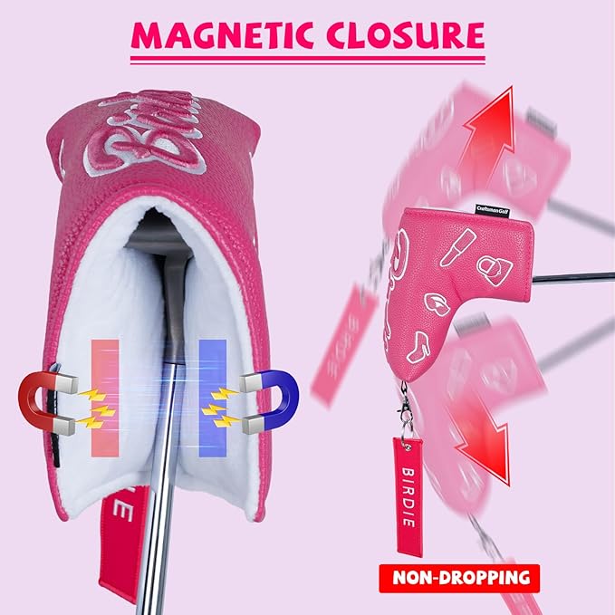 Craftsman Golf Lipstick Diamond Handbag Bow Pink 460 CC Golf Driver Headcover Mallet Blade Putter Covers Gift for Women