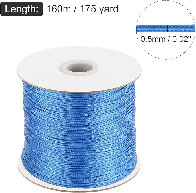 MECCANIXITY Waxed Cord 0.5mm Waxed Polyester Cord 175 Yard Wax String - Image 2