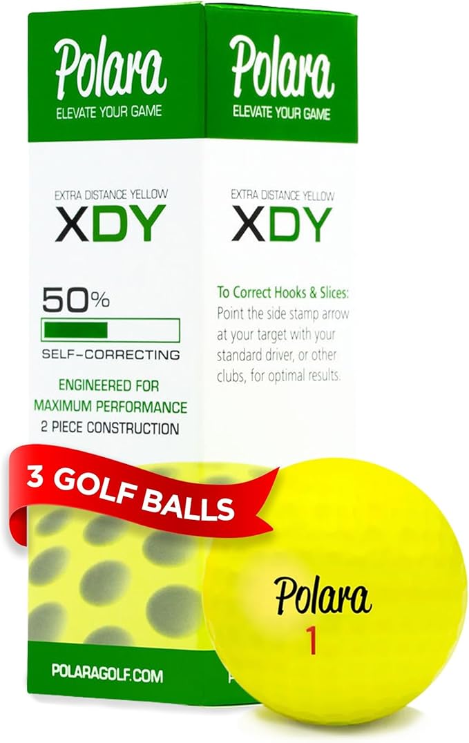 Polara Self-Correcting Golf Balls – High-Performance Golf Balls with Soft Feel, Anti-Slice & Hook Correction, Exceeds USGA Limits, Dimple Design for Maximum Distance, Golf Accessories for Men & Women