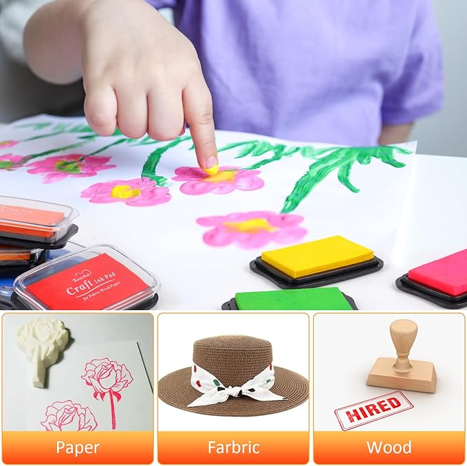 Large Finger Ink Pads for Kids Washable Craft Ink Stamp Pads, 16 Color DIY for - Image 6