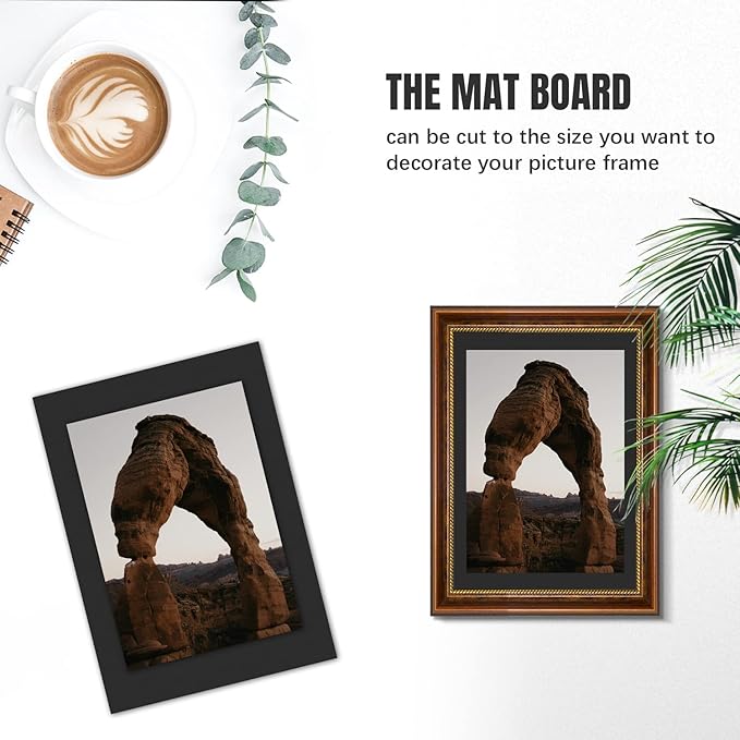 AUEAR, 15 Pack 8x10 Uncut Matte Boards Black Photo Mat Board Great - Image 5