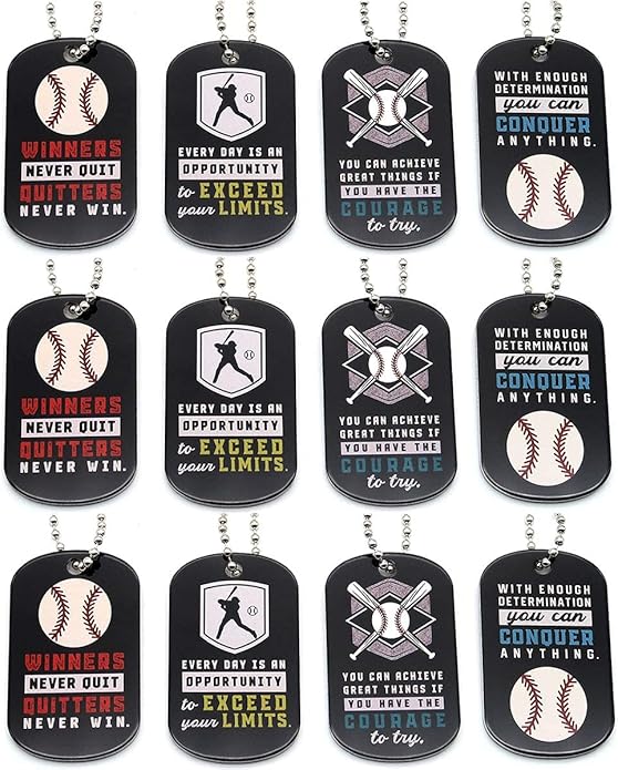 Inkstone Baseball Dogtag Necklaces | Motivational Be The Game Changer | 12 Pack | Encouraging Gift for Students, Teams, Players, and Employee baseball necklace Party Favors Gifts for Team Softball Gifts