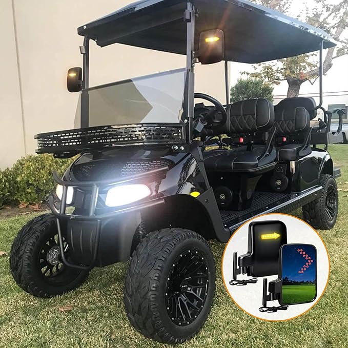 Golf Cart Side Mirrors with Turn Signal Light Golf Cart Rear View Mirrors for Club Car EZGO Yamaha Side Mirrors Golf Cart