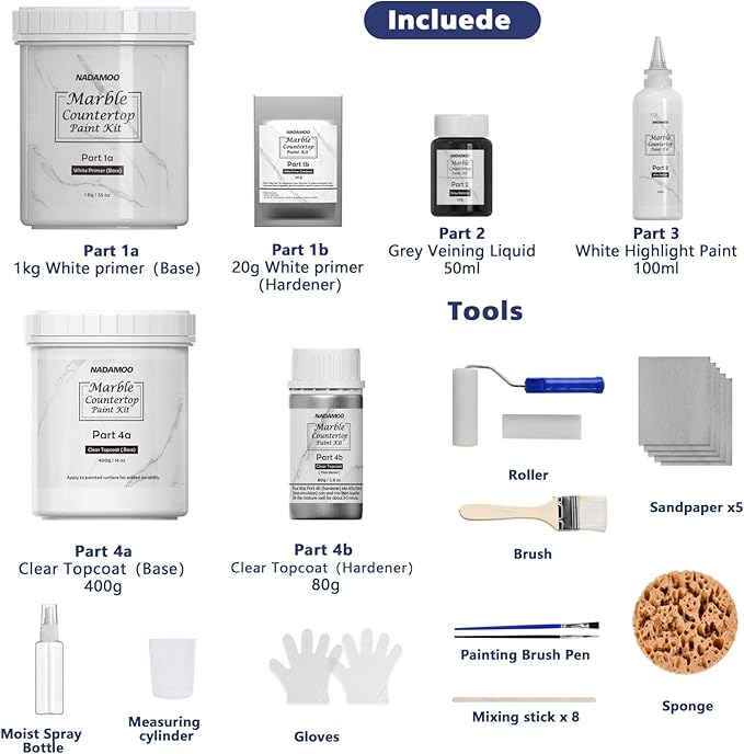 NADAMOO White Marble Countertop Paint Kit - Image 3