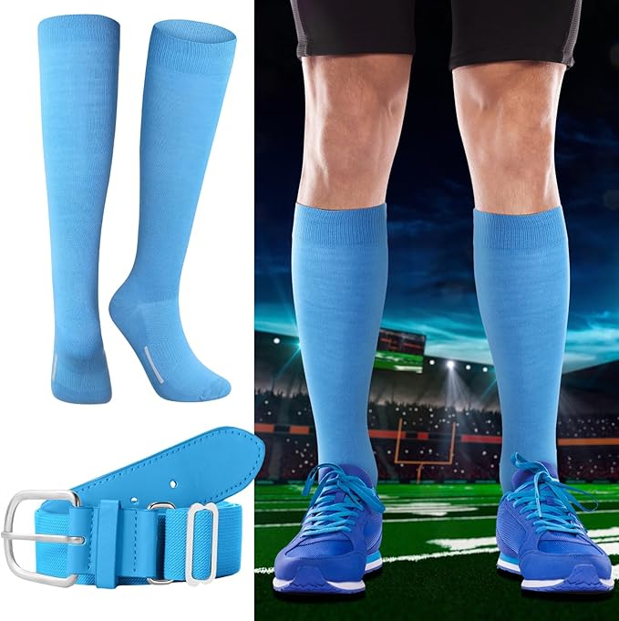 Haysandy Baseball or Softball Sock and Belt Combo Set 3 Football Baseball Socks with Softball Belt for Youth Boys Kids