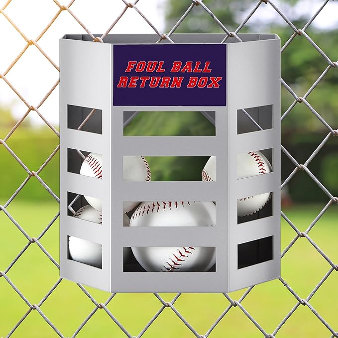 Yaocom 1 Pcs Baseball Foul Ball Return Box for Chain Link Fence, Softball Field Ball Retrieval Station, Metal Training Equipment for Batting Practice, Outdoor Dugout Accessory 9.8 x 4.9 x 8.8 Inch