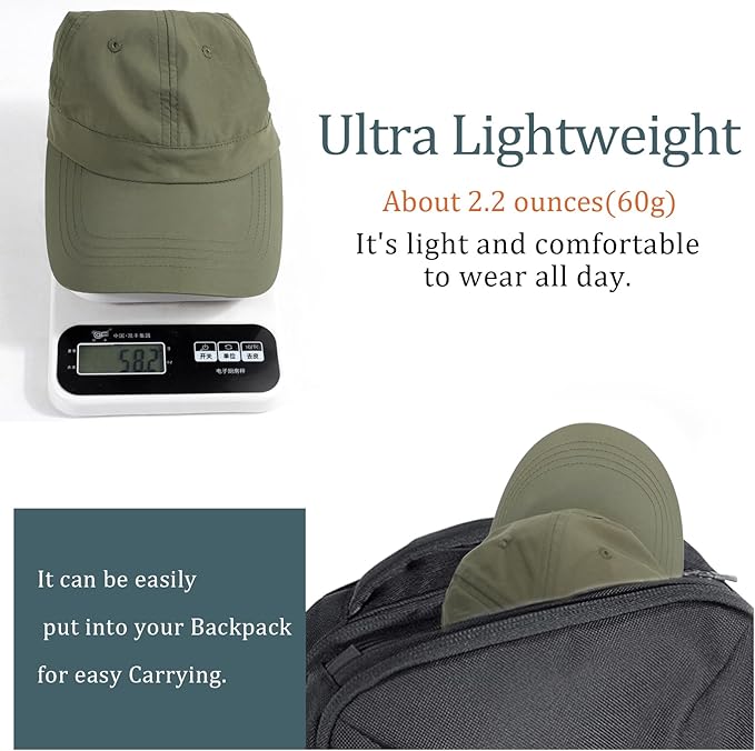 Mens Water-Resistant Baseball Cap Womens Rain Hat Foldable Outdoor Running Sun Fishing hat
