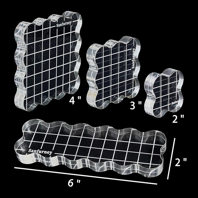 Sanfurney 4 Pieces Acrylic Stamp Blocks Set, 15mm Thick - Image 2